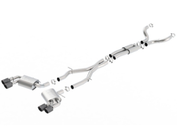 Picture of Borla 16-17 Chevy Camaro 6.2L 4in Dual CF Tips w/Black Core Dual Split Exit ATAK Catback Exhaust