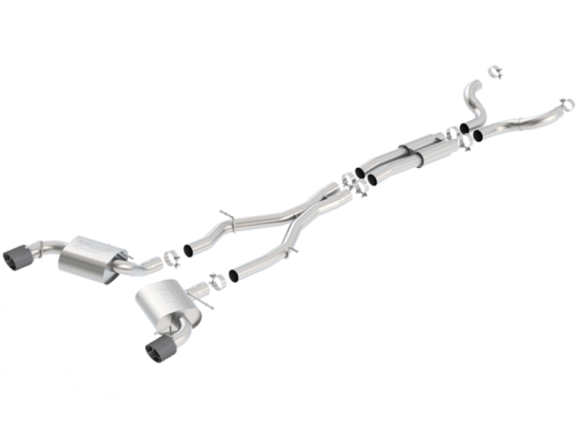 Picture of Borla 16-17 Chevy Camaro 6.2L 4.5in Carbon Fiber Tips Single Split Exit S-Type Catback Exhaust