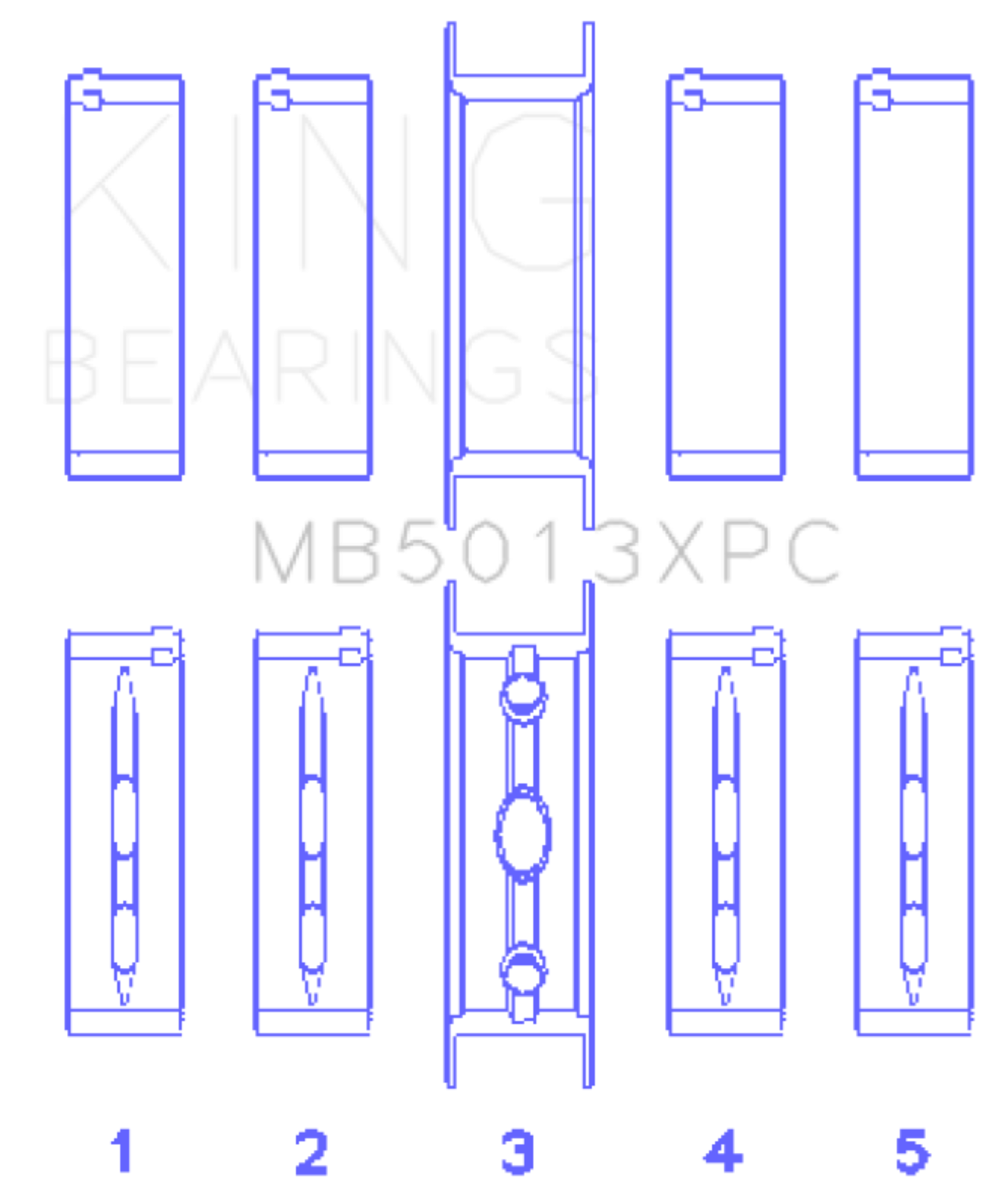 Picture of King Engine Bearings Chevy LS1/LS2/LS6 Performance Main Bearing Set w/ pMaxKote - Size STD