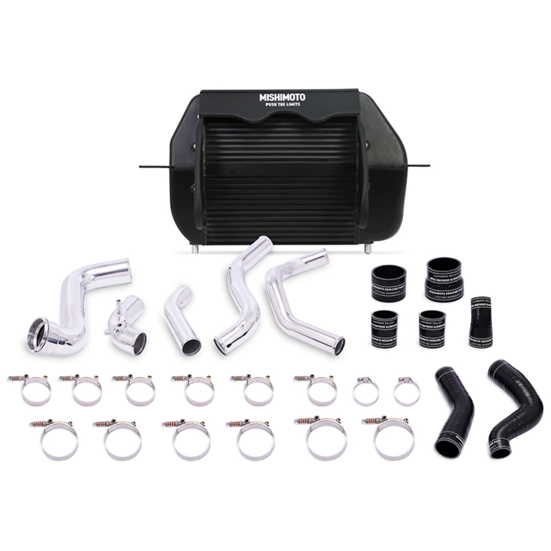 Picture of Mishimoto 2011-2014 Ford F-150 EcoBoost Black Intercooler w/ Polished Pipes