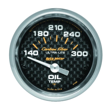 Picture of Autometer Carbon Fiber 52mm 140-300 Deg F Electronic Oil Temperature Gauge