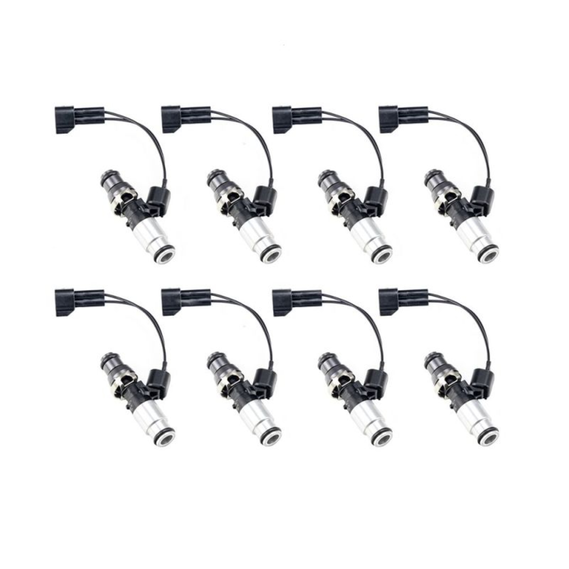 Picture of Injector Dynamics ID1050X Injectors 14mm (Grey) Adaptor Top Bottom (Silver) Adaptor (Set of 8)