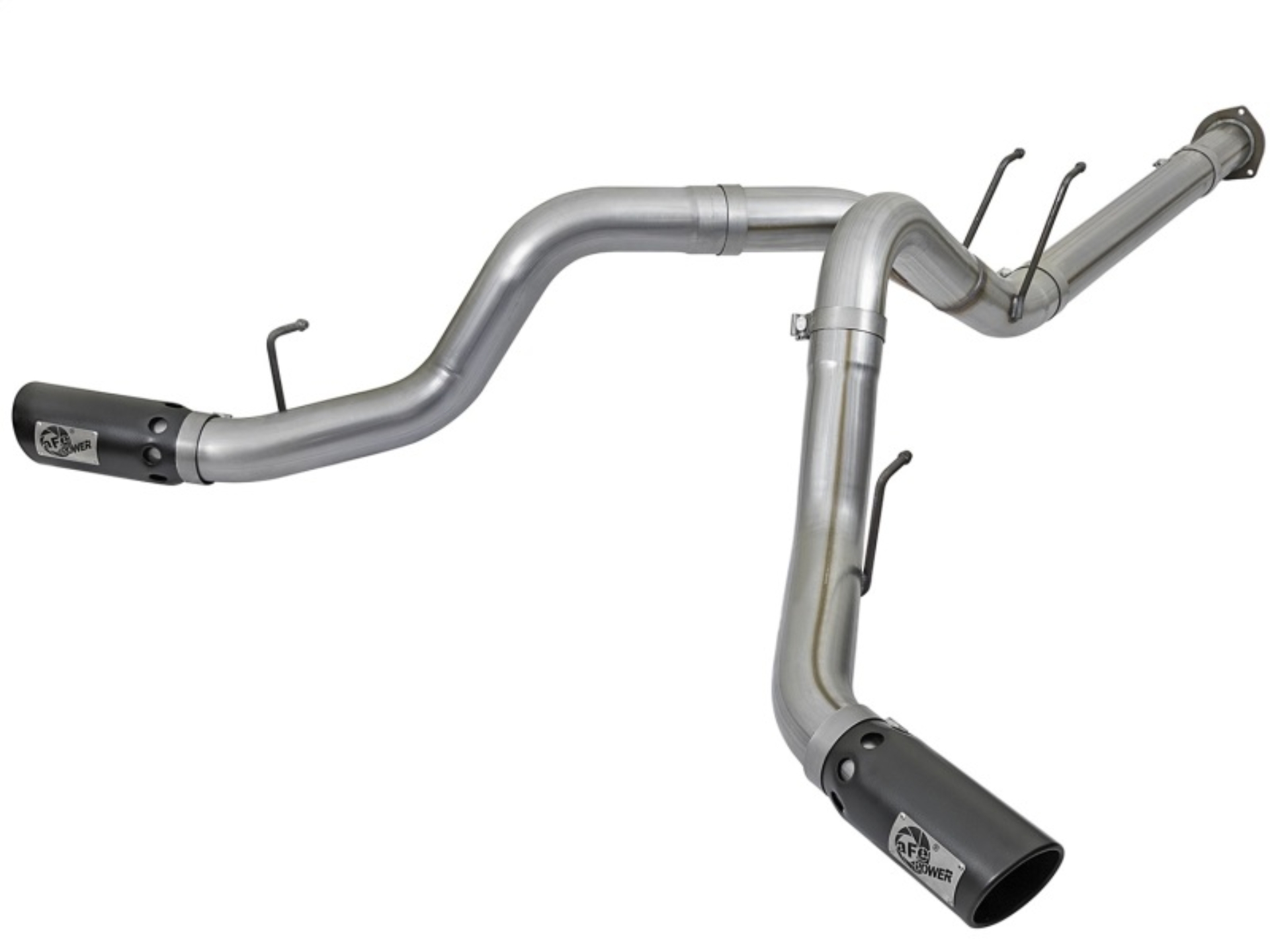 Picture of aFe Large Bore-HD 4in 409 Stainless Steel DPF-Back Exhaust w/Black Tip 2017 Ford Diesel V8 6.7L (td)