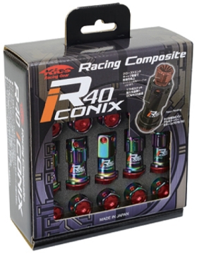 Picture of Project Kics 12X1.25 Neo Chrome R40 Iconix Lock & Lug Nuts - 16+4 (Black Cap)