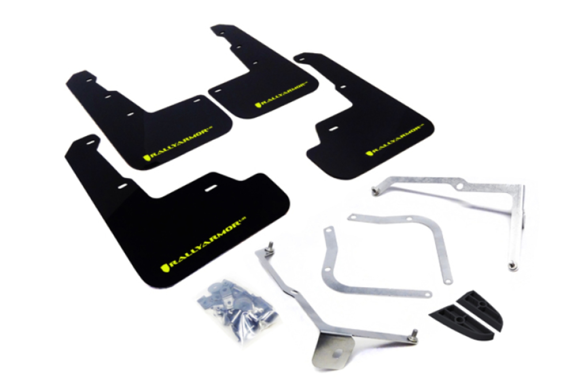 Picture of Rally Armor RAL UR Black Flap/Green Logo Mud Flaps - MF32-UR-BLK/CGN