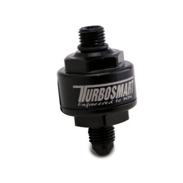 Picture of Turbosmart Billet Turbo Oil Feed Filter w/ 44 Micron Pleated Disc AN-4 Male to AN-4 ORB- Black