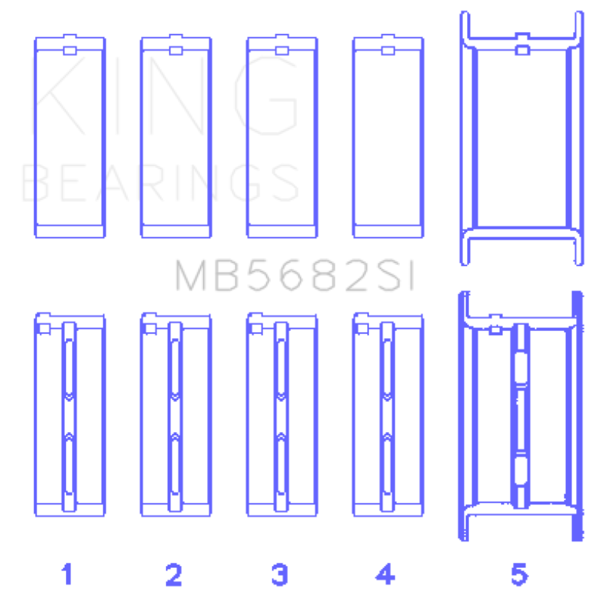 Picture of King Engine Bearings gm 496ci/8.1L 16v (Size STD) Performance Main Bearing Set