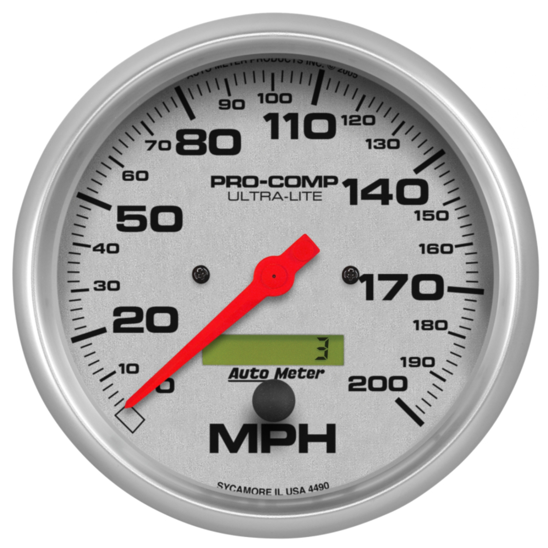 Picture of Autometer Speedometer 5in - 200 MPH Electric Program w/ LCD Odometer Ultra- Lite