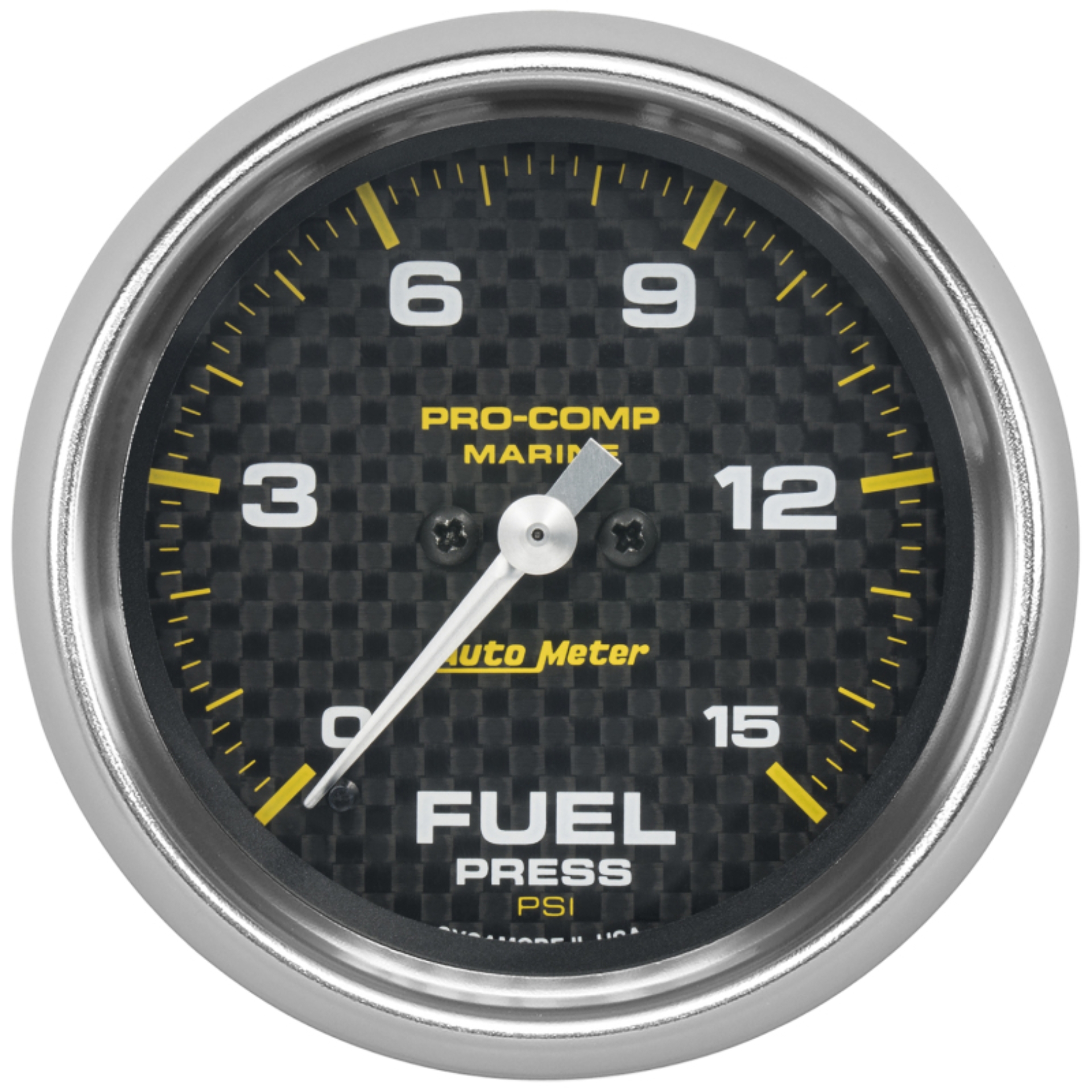 Picture of Autometer Marine Carbon Fiber 2-5/8in 15 PSI Digital Stepper Motor Fuel Pressure Gauge