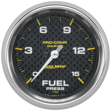 Picture of Autometer Marine Carbon Fiber 2-5/8in 15 PSI Digital Stepper Motor Fuel Pressure Gauge
