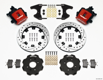 Picture of Wilwood Combination Parking Brake Rear Kit 12.19in Drilled Red Civic / Integra Drum 2.46 Hub Offset