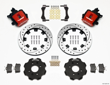 Picture of Wilwood Combination Parking Brake Rear Kit 12.19in Drilled Red Civic / Integra Disc 2.39 Hub Offset