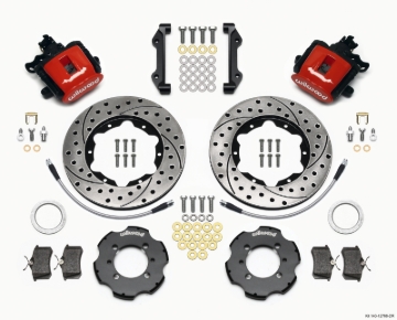 Picture of Wilwood Combination Parking Brake Rear Kit 11.00in Drilled Red 2012 Fiat 500 w/ Lines