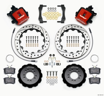Picture of Wilwood Combination Parking Brake Rear Kit 12.88in Drilled Red 2013-Up Ford Focus ST w/ Lines
