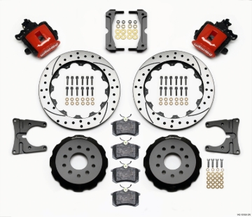 Picture of Wilwood Combination Parking Brake Rear Kit 12.88in Drilled Red 2005-2014 Mustang