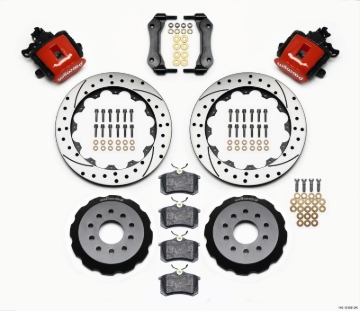 Picture of Wilwood Combination Parking Brake Rear Kit 12.88in Drilled Red Mustang 94-04