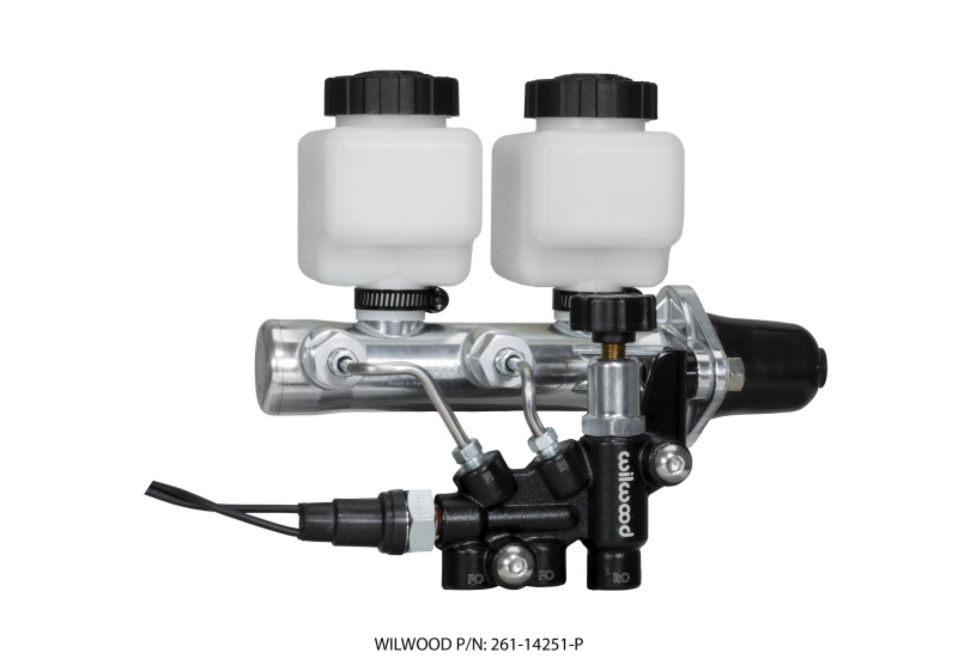 Picture of Wilwood Tandem Remote M/C Kit w L/H Bracket & Prop Valve - 1in Bore Ball Burnished