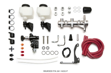 Picture of Wilwood Tandem Remote M/C Kit w L/H Bracket & Prop Valve - 1 1/8in Bore Ball Burnished