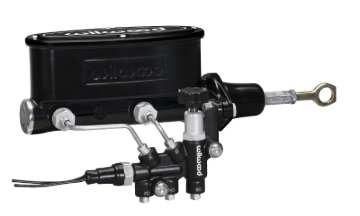 Picture of Wilwood HV Tandem M/C Kit w L/H Bracket & Prop Valve - 7/8in Bore Black-W/Push. - Early Mustang