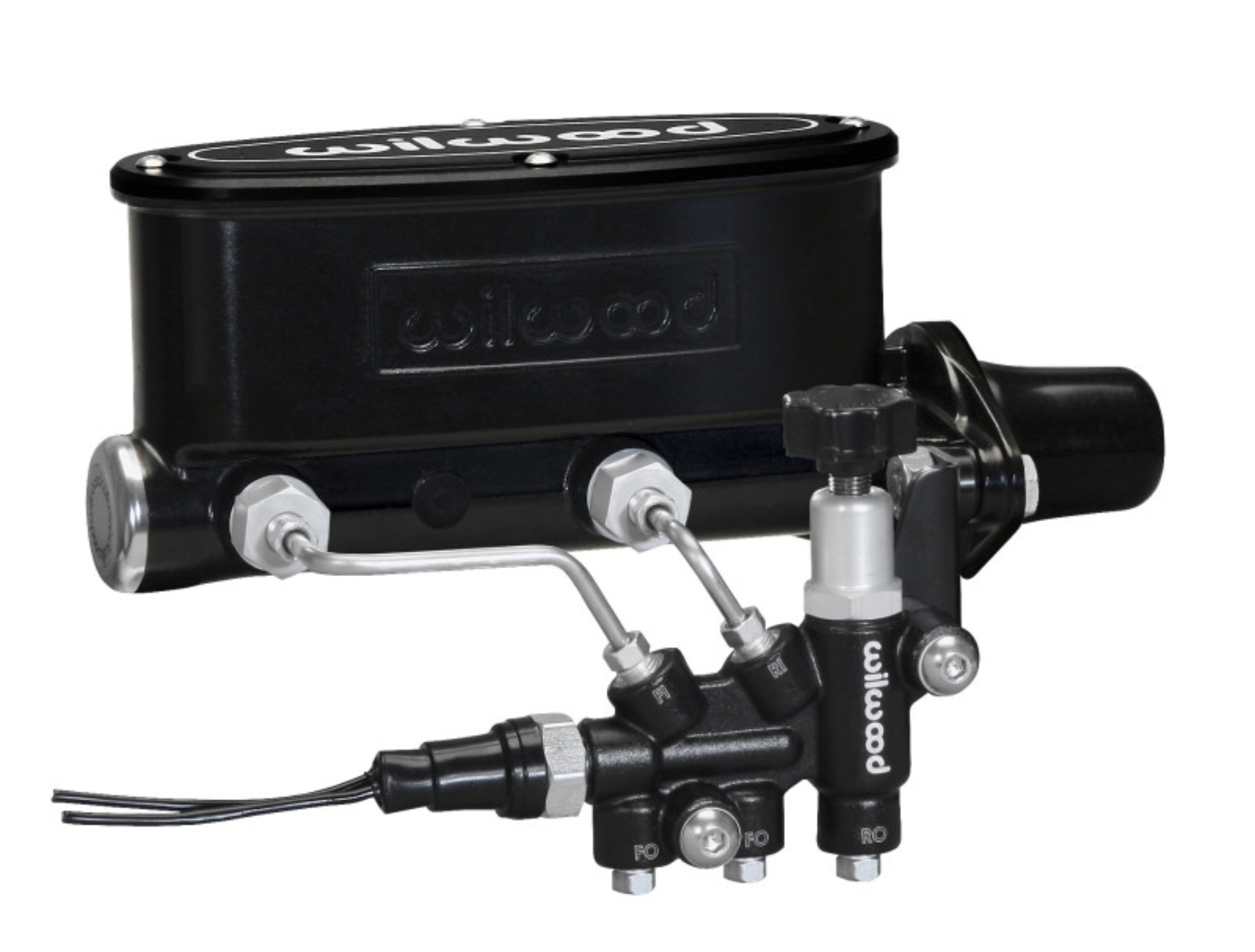 Picture of Wilwood HV Tandem M/C Kit w L/H Bracket & Prop Valve - 1 1/8in Bore Black