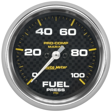 Picture of Autometer Marine Carbon Fiber 2-5/8in 100 PSI Digital Stepper Motor Fuel Pressure Gauge