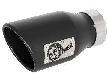 Picture of aFe MACH Force-Xp 409 SS Exhaust Tip Black (Left Side) 3in In x 4-1/2in Out x 9in L Clamp-On