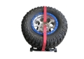 Picture of N-Fab Bed Mounted Rapid Tire Strap Universal - Gloss Black - Red Strap