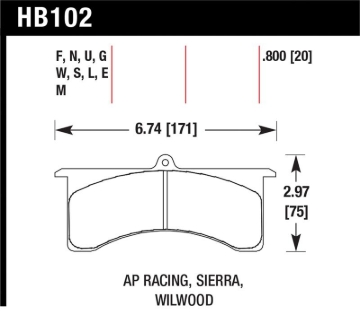 Picture of Hawk AP Racing 6 - Sierra/JFZ - Wilwood DTC-60 Race Brake Pads