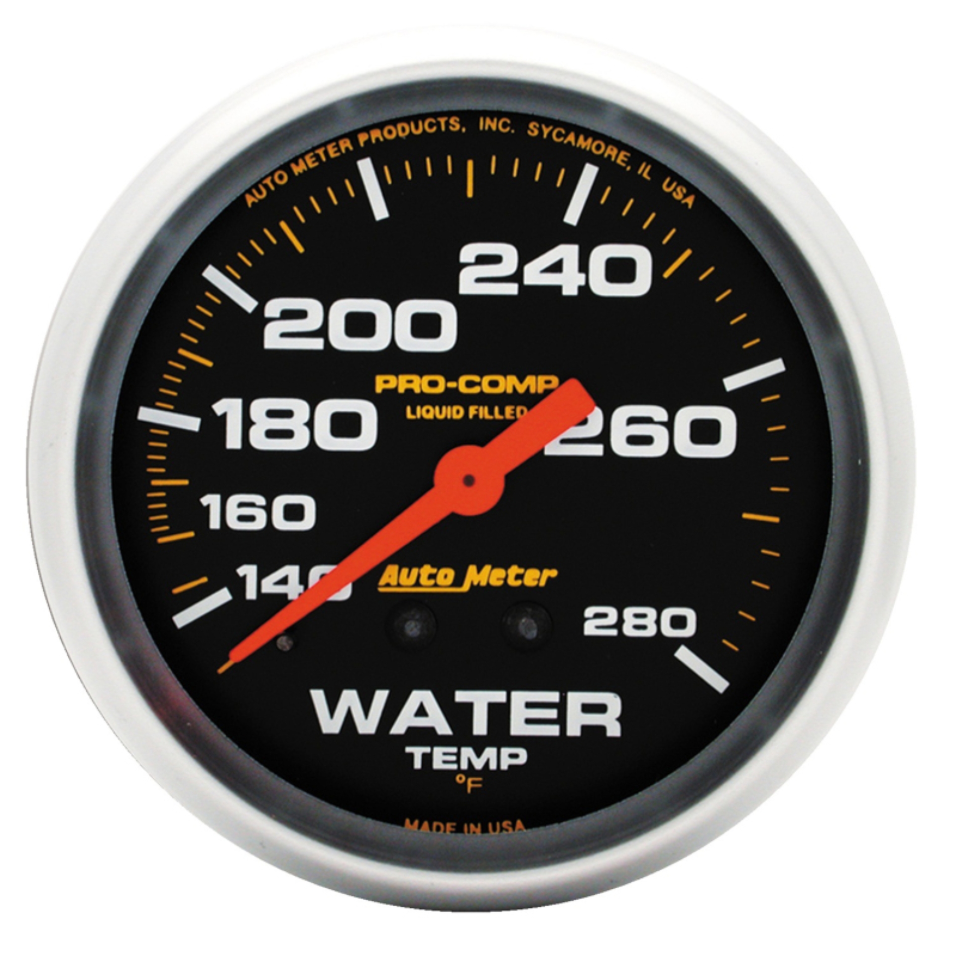 Picture of Autometer Liquid Filled Mechanical 2-5/8in 140-280 deg F Water Temperature Gauge Includes 6