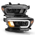 Picture of ANZO 2016-2017 Toyota Tacoma Projector Headlights w/ Plank Style Design Black/Amber w/ DRL