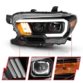 Picture of ANZO 2016-2017 Toyota Tacoma Projector Headlights w/ Plank Style Design Black/Amber w/ DRL