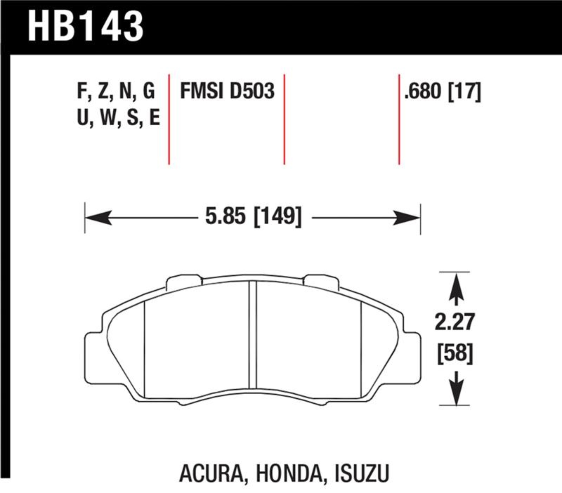 Picture of Hawk 97-01 Honda Prelude HP+ Street Front Brake Pads