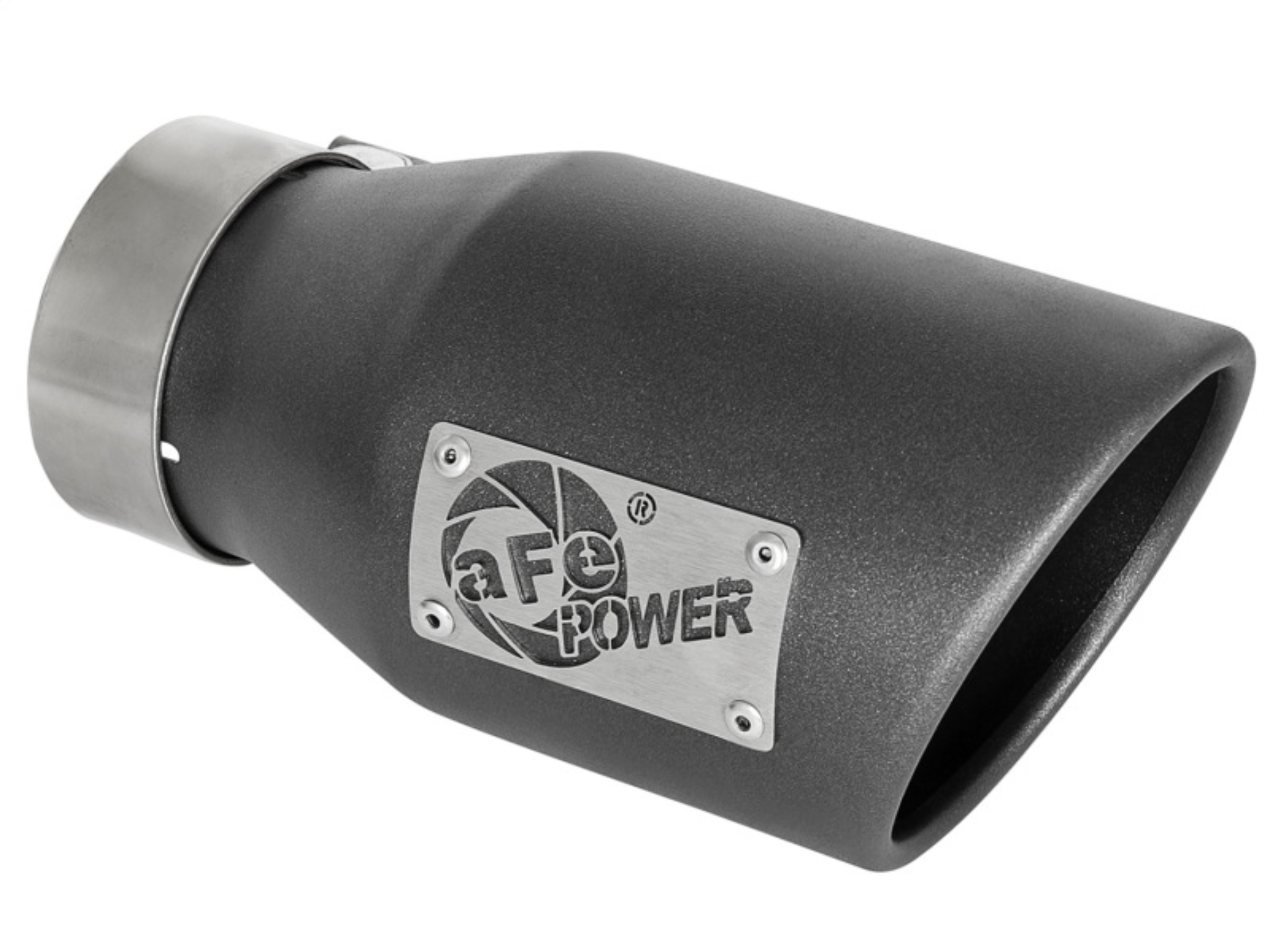 Picture of aFe MACH Force-Xp 3in 304 SS Metallic Black Exhaust Tip 3in In x 4-1/2in Out x 9in L Clamp-On Right