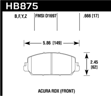 Picture of Hawk 14-17 Acura RDX/RLX Performance Ceramic Street Front Brake Pads
