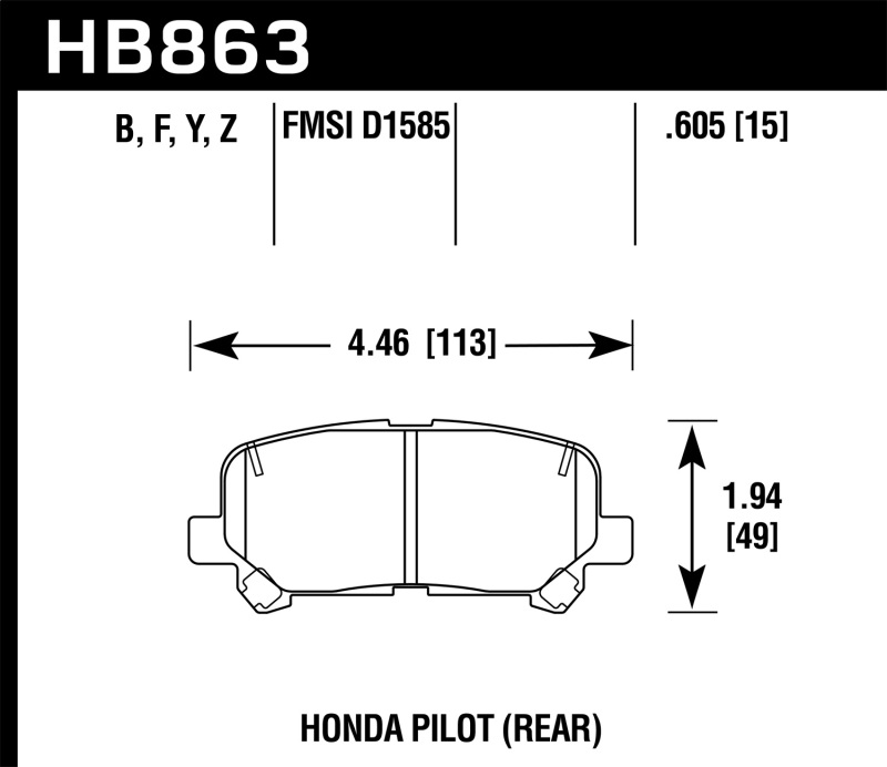Picture of Hawk 12-15 Honda Pilot Performance Ceramic Street Rear Brake Pads