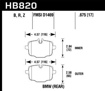 Picture of Hawk 12-17 BMW M6 / 14-17 BMW M6 Gran Coupe / 13-16 BMW M5 HPS 5.0 Rear Brake Pads