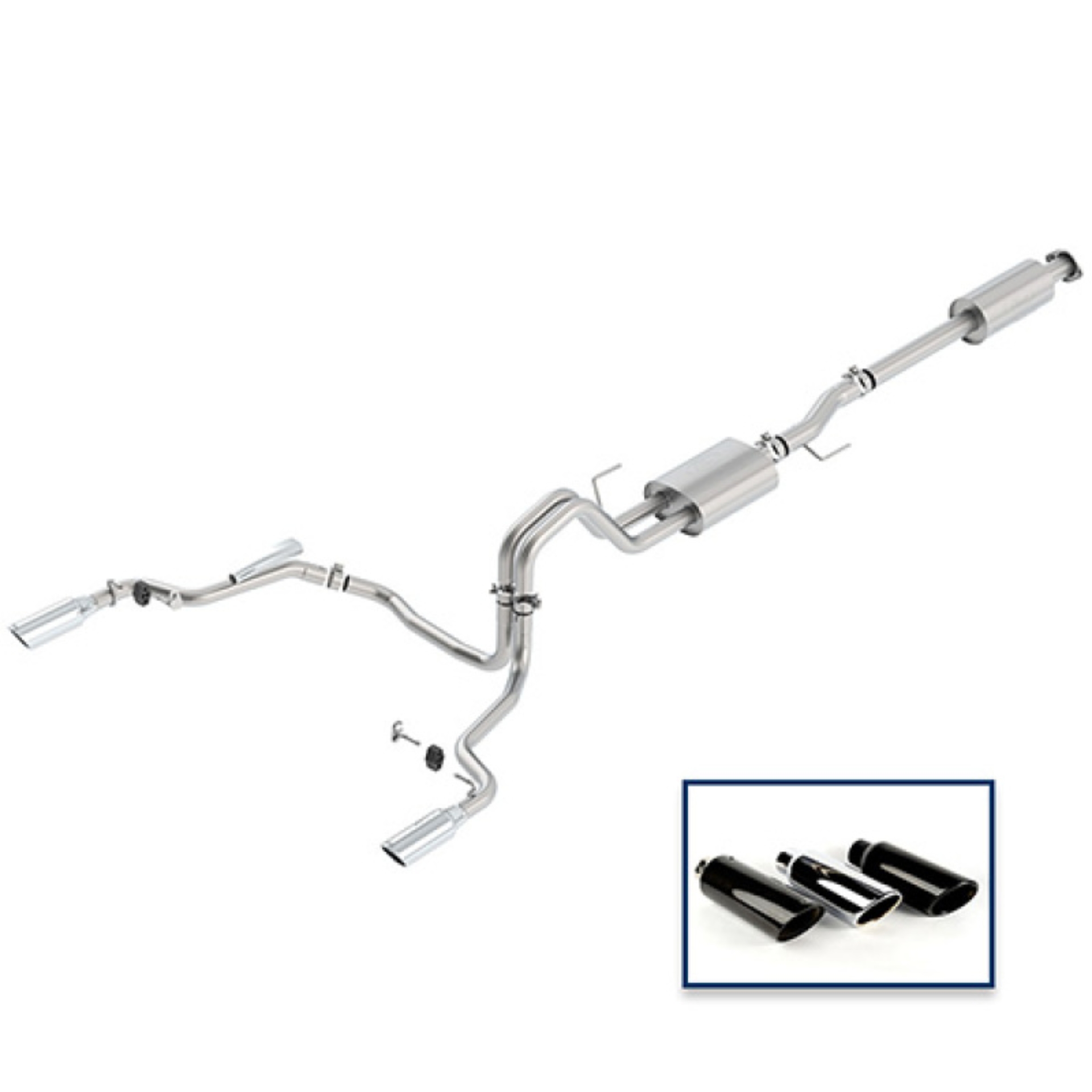 Picture of Ford Racing 15-18 F-150 5.0L Cat-Back Sport Exhaust System - Rear Exit Chrome Tips