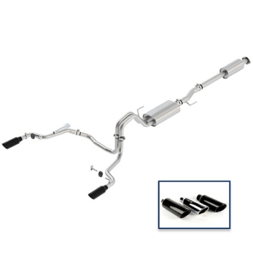 Picture of Ford Racing 15-18 F-150 5.0L Cat-Back Touring Exhaust System - Rear Exit Black Chrome Tips