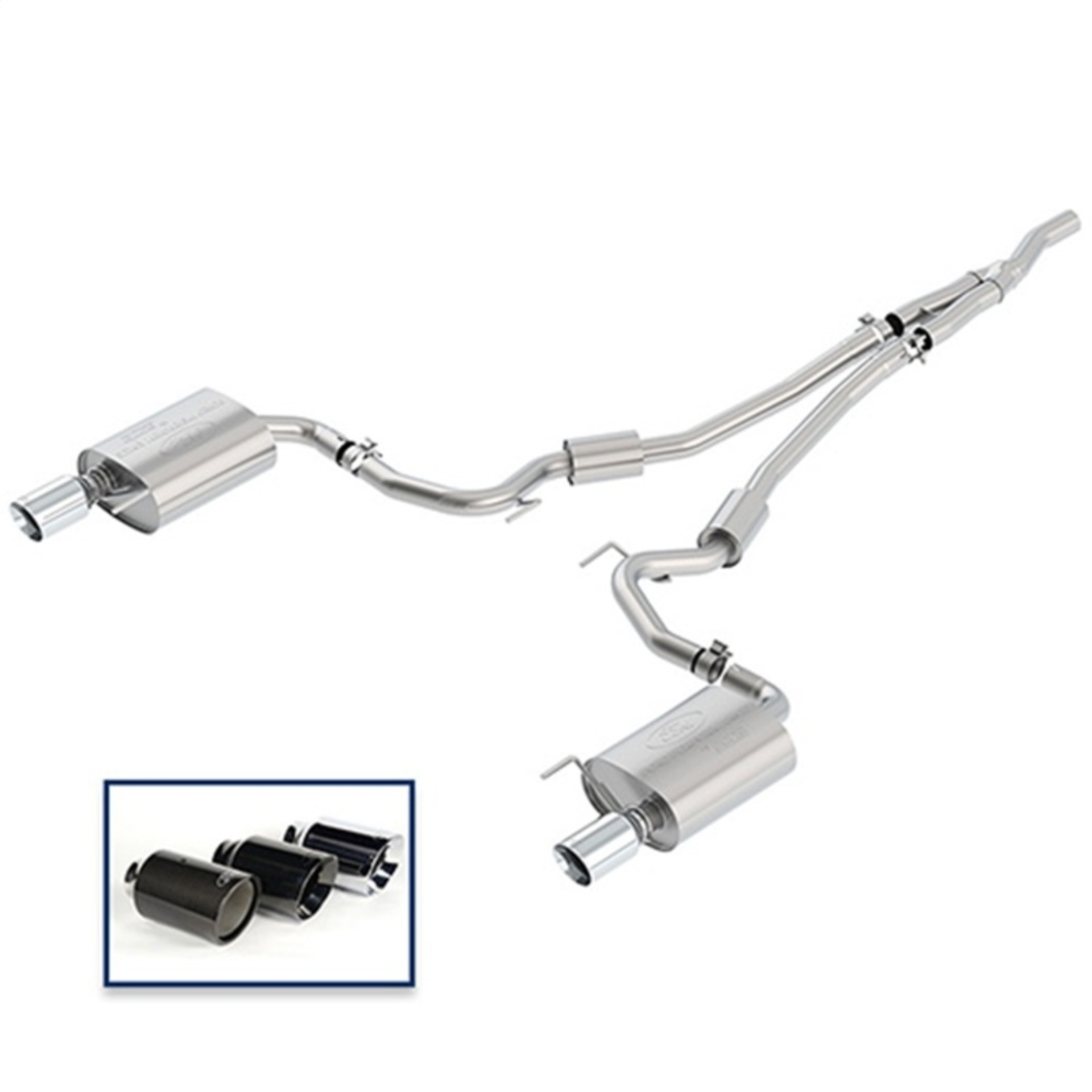 Picture of Ford Racing 2018 Mustang 2.3L Ecoboost Cat-Back Sport Exhaust System w/Chrome Tips