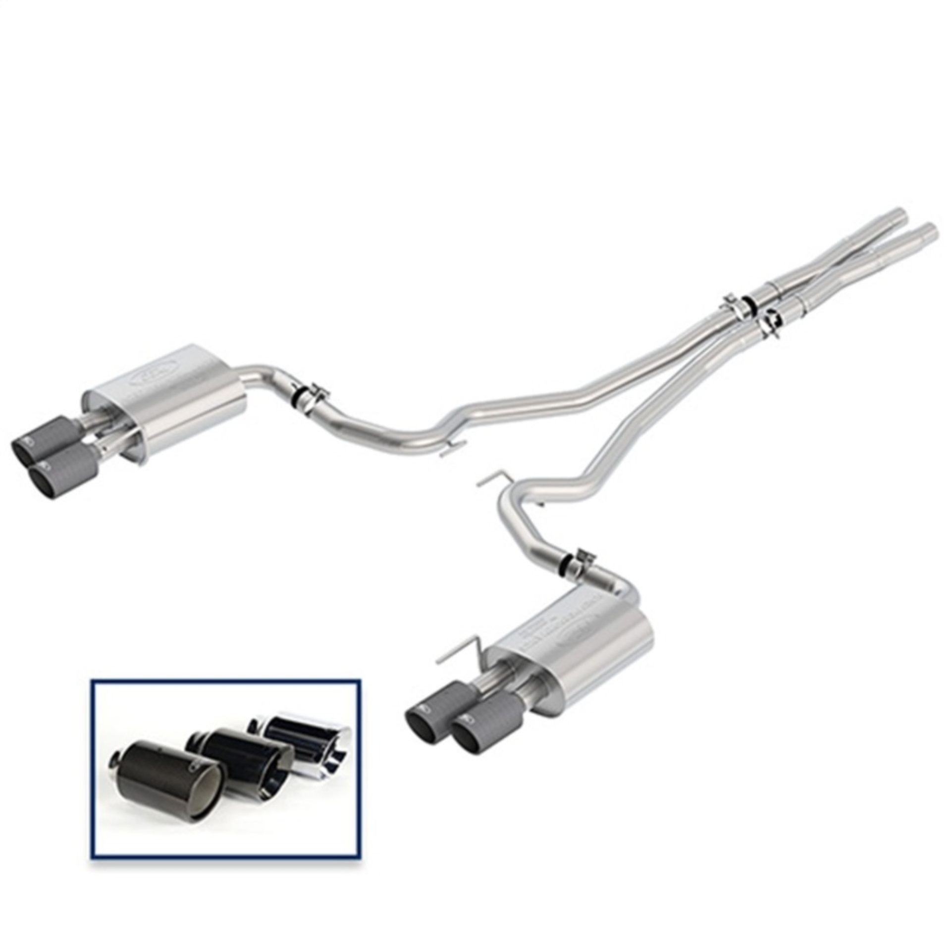 Picture of Ford Racing 2018+ Mustang GT 5.0L Cat-Back Sport Exhaust System w/ Quad Carbon Fiber Tips