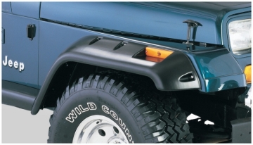Picture of Bushwacker 87-95 Jeep Wrangler Cutout Style Flares 2pc Cutting Optional Not Renegade - Black