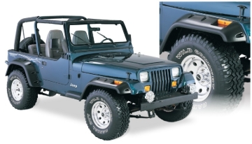 Picture of Bushwacker 87-95 Jeep Wrangler Cutout Style Flares 4pc Cutting Optional Not Renegade - Black