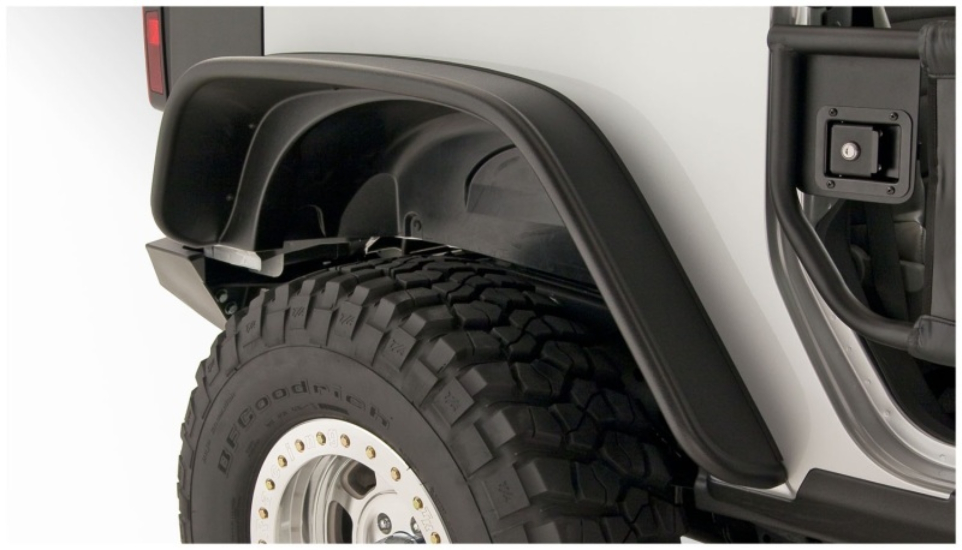 Picture of Bushwacker 07-18 Jeep Wrangler Flat Style Flares 2pc Fits 2-Door Sport Utility Only - Black