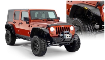 Picture of Bushwacker 07-18 Jeep Wrangler Unlimited Flat Style Flares 4pc 4-Door Sport Utility Only - Black
