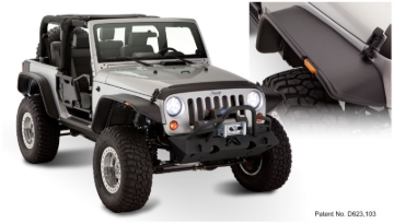 Picture of Bushwacker 07-18 Jeep Wrangler Flat Style Flares 4pc Fits 2-Door Sport Utility Only - Black