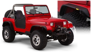 Picture of Bushwacker 87-95 Jeep Wrangler Flat Style Flares 4pc Excludes Renegade - Black