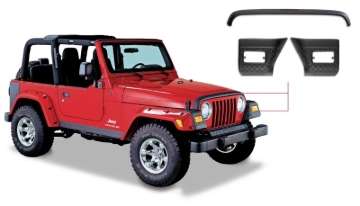 Picture of Bushwacker 97-06 Jeep Wrangler Trail Armor Hood Stone Guard and 2 Front Corners - Black