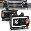 Picture of ANZO 2015+ GMC Canyon Projector Headlights w/ Plank Style Design Black w/ Amber