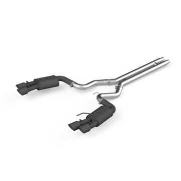 Picture of MBRP 18-19 Ford Mustang GT 5.0 3in Dual Split Rear Cat Back w/ Quad 4in Dual Wall Tips- Black Coated