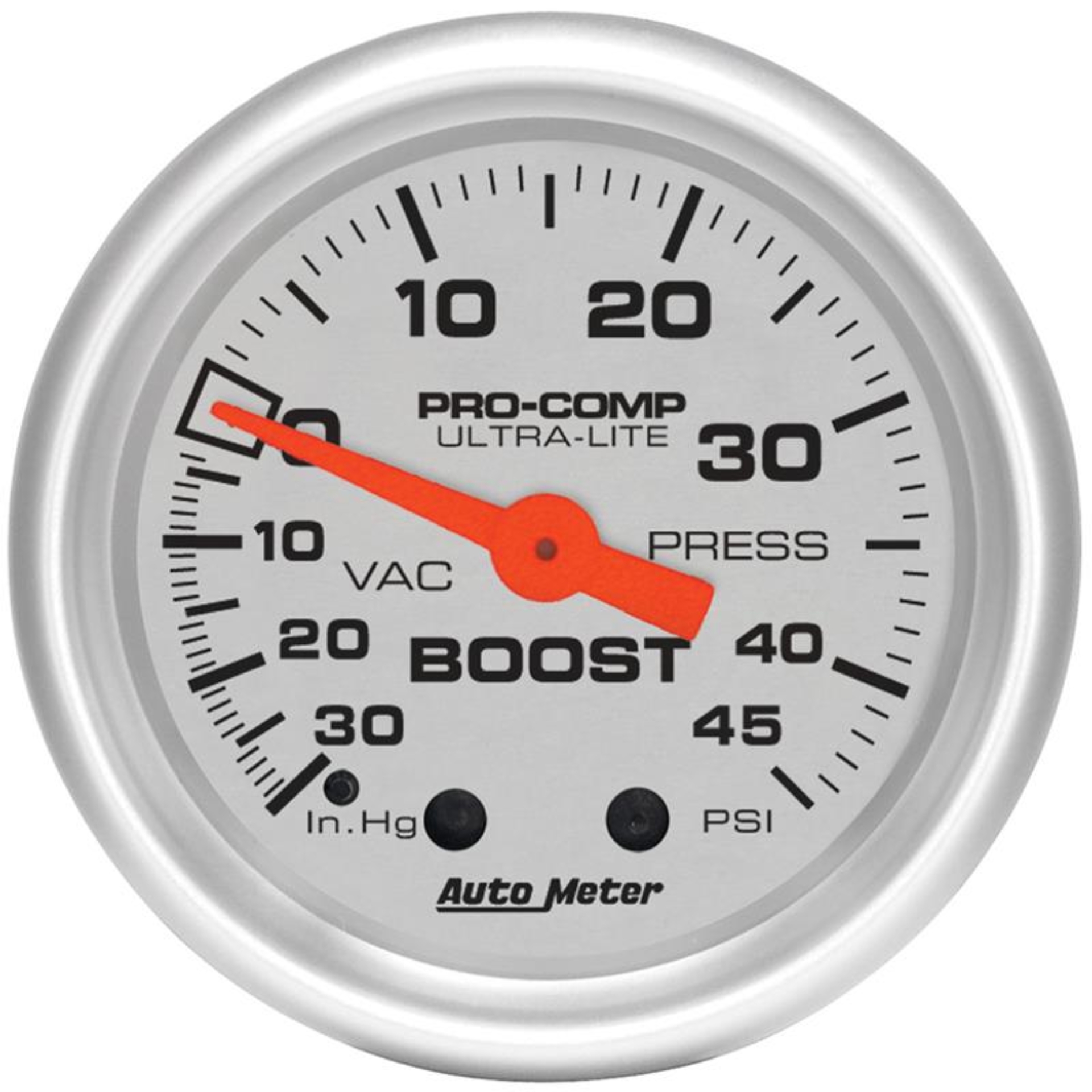 Picture of Autometer Ultra-Lite 52mm 30 IN HG/45 PSI Mechanical Boost/Vacuum Gauge